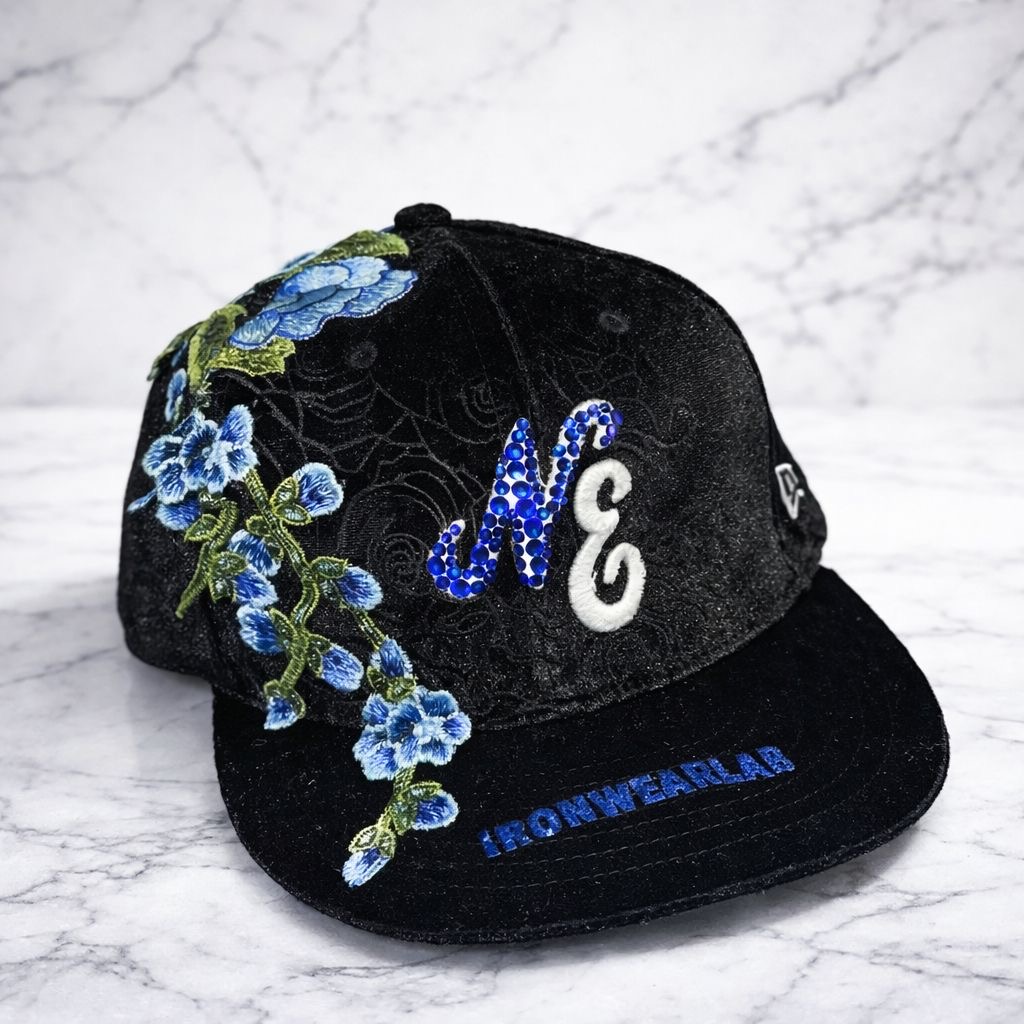 New era custom blue rose flower